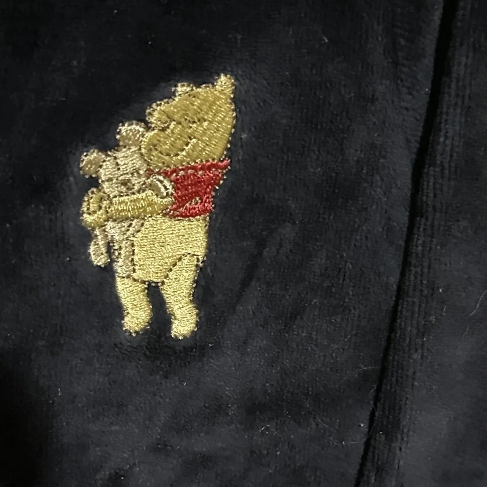 blue velvet Disney Baby Winnie the Pooh embroidered button up one piece 0/3m